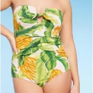 Kona Sol Tropical Print One Piece Swimsuit w/ Detachable Straps sz M NEW